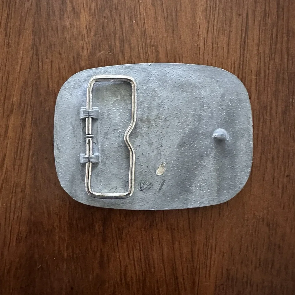 Guitar Headstock Belt Buckle‎ Red Enamel Silver Tone Metal 3